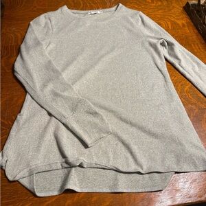 Super soft grey green long sleeve women's tunic style sweater top.